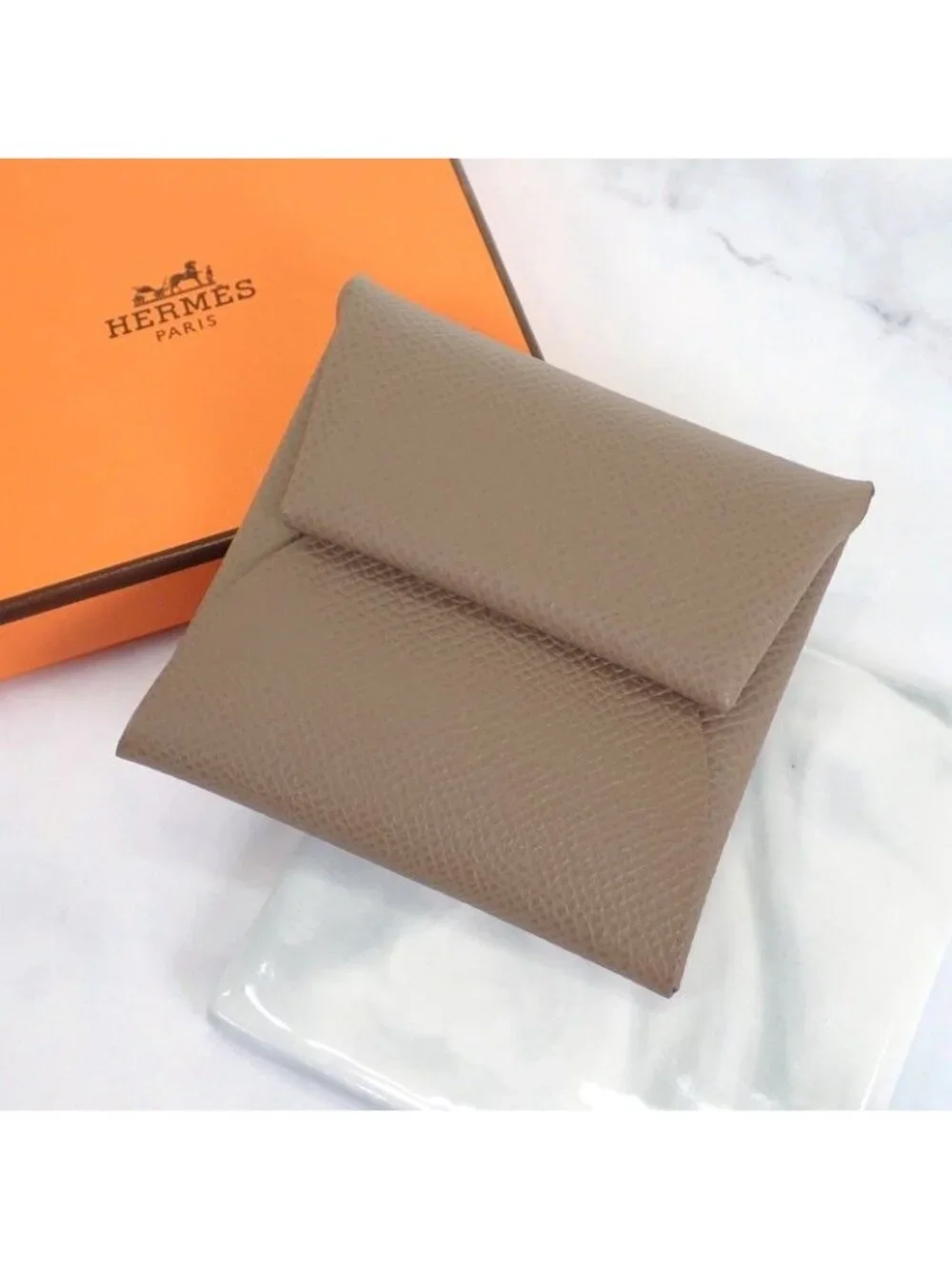 Hermes Bastia Coin Purse Veau Epsom Etoupe Beige